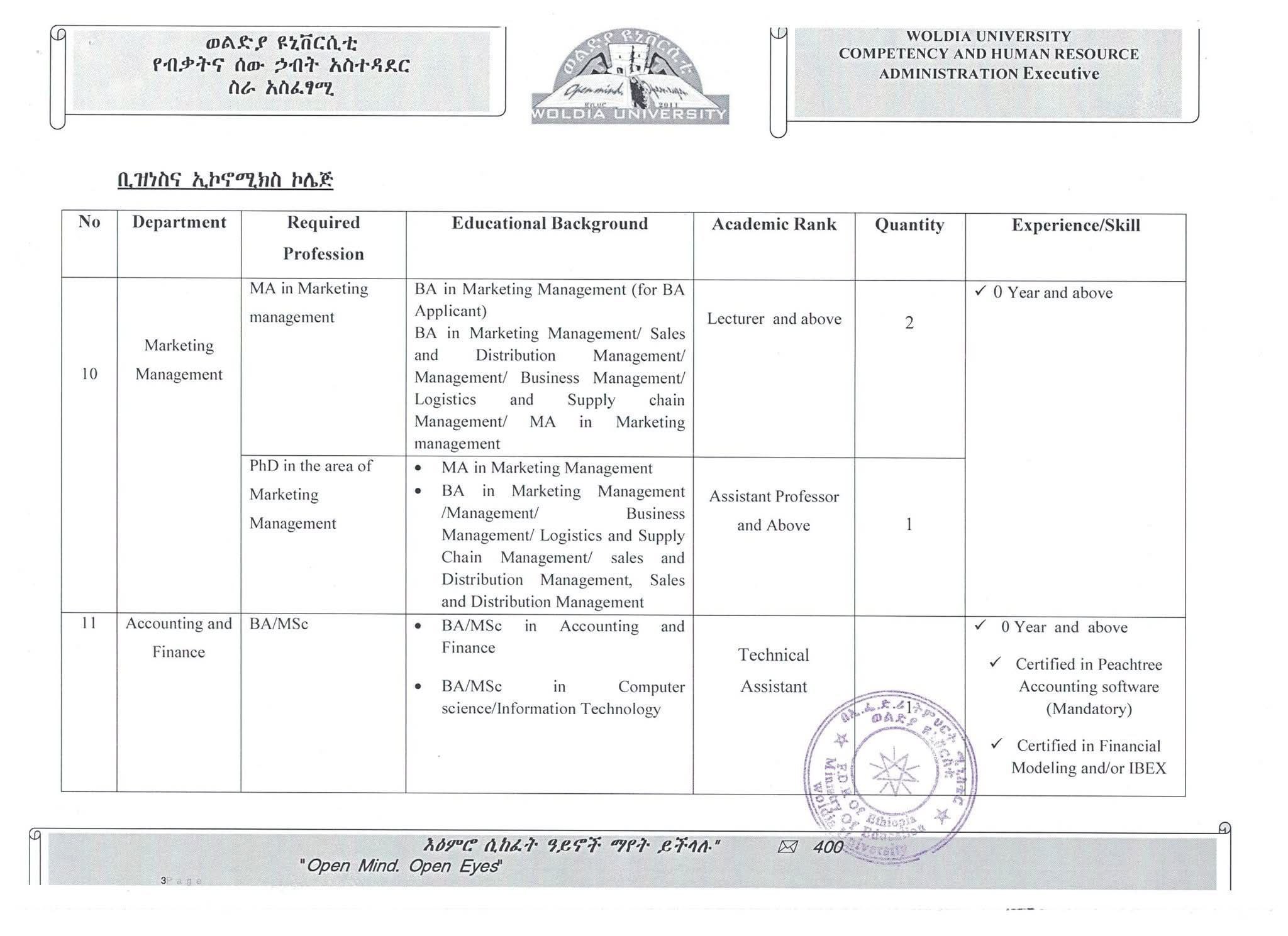 Woldia University Vacancy 2025 image 10